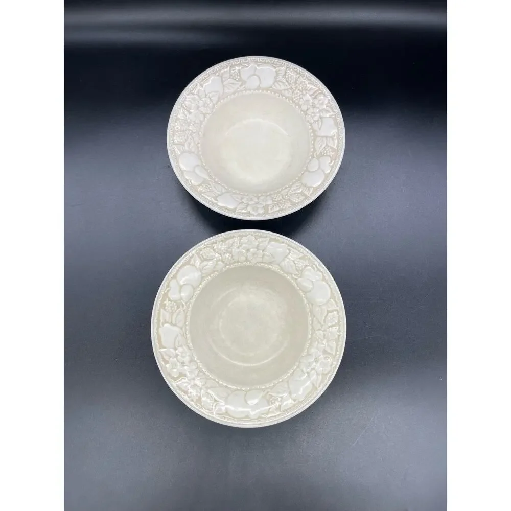 Vintage Metlox Vernon Ware Embossed Antiqua Set of 2 Fruit Bowls 6 3/8